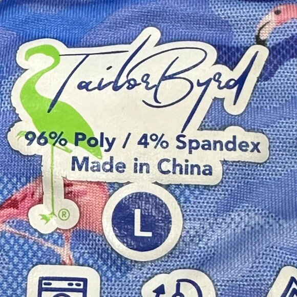 TailorByrd Blue Golf Ball Pink Flamingo Polo Shirt Large Performance SPF‎ 30 - Picture 5 of 8